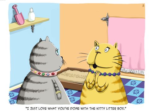 'I just love what you've done with the kitty litter box.'