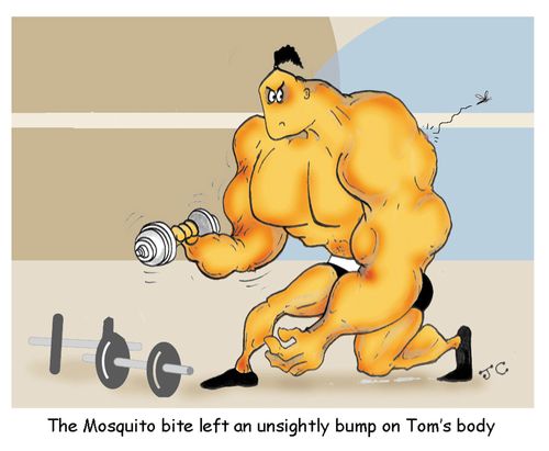 The Mosquito bite left an unsightly bump on Tom's body.
