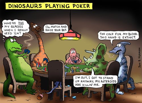 Dinosaurs Playing Poker.
