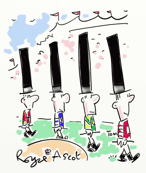 Jockeys wear top hats at Royal Ascot.