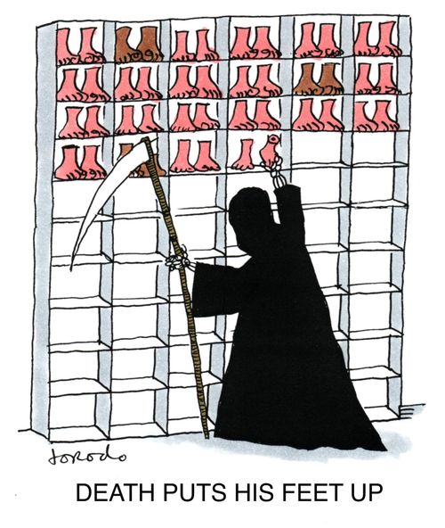 Death puts his feet up.
