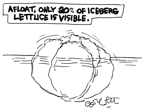 Afloat, only 20% of iceberg lettuce is visible.