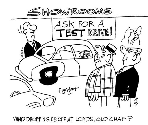 'Mind dropping us off at Lords,old chap?'