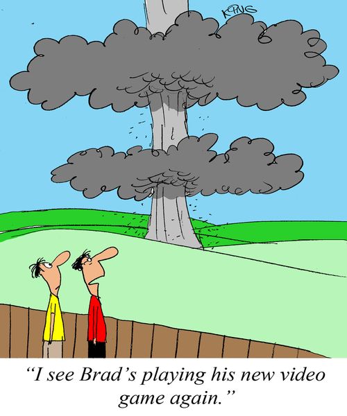 ' I see Brad's playing his new video game again.'