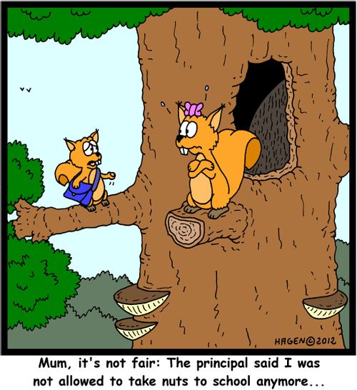 'Mum, it's not fair: The principal said I was not allowed to take nuts to school anymore...'