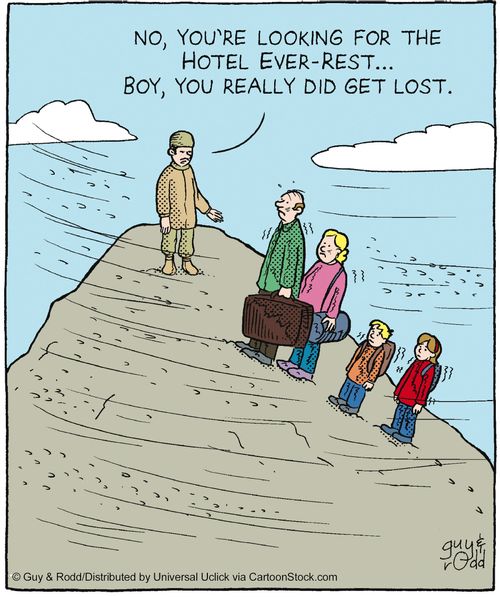 'No, you're looking for the hotel Ever-Rest. Boy, you really did get lost.'