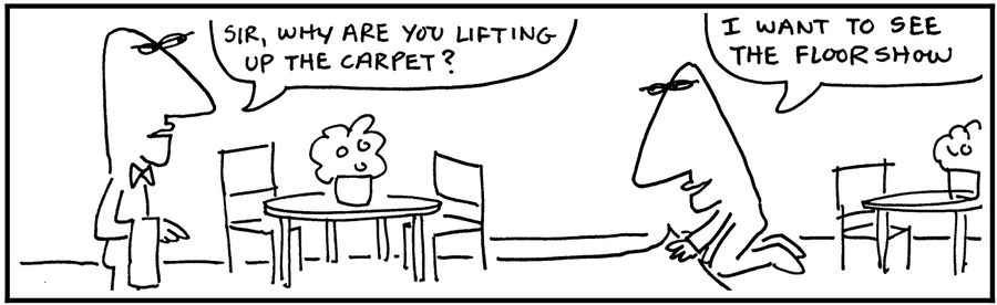 'Sir, why are you lifting up the carpet?'