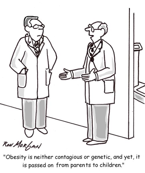 'Obesity is neither contagious or genetic, and yet, it is passed on from parents to children.'