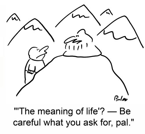 ''The meaning of life'? -- Be careful what you ask for, pal.'