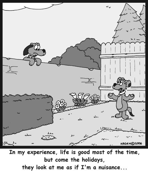 'In my experience, life is good most of the time, but come the holidays, they look at me as if I'm a nuisance...'
