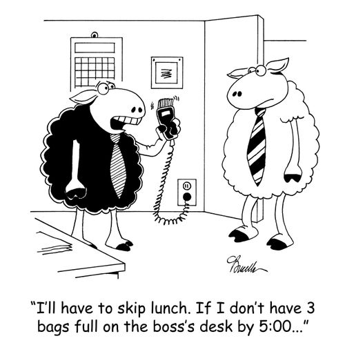 'I'll have to skip lunch. If I don't have 3 bags full on the boss's desk by 5:00...: