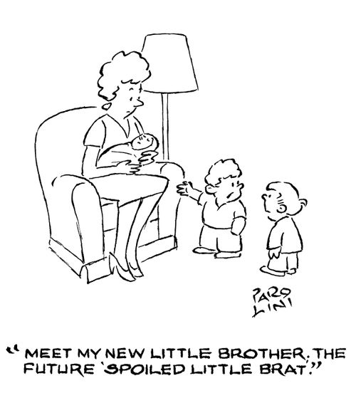 'Meet my new little brother. The future 'spoiled little brat'.'