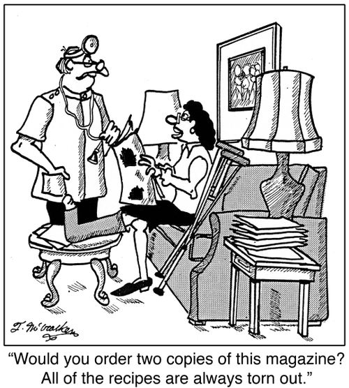 'Would you order two copies of this magazine? All of the recipes are always torn out.'