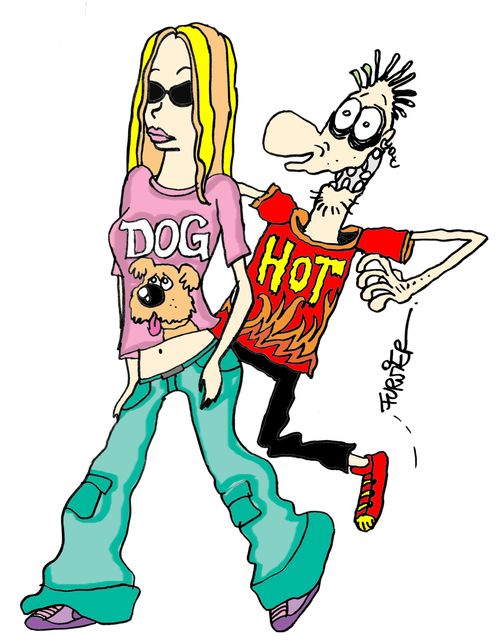 'Hot' and 'dog' t-shirts.