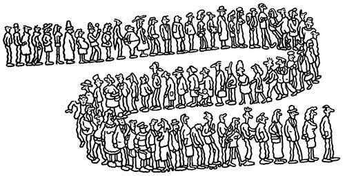 Long queue.