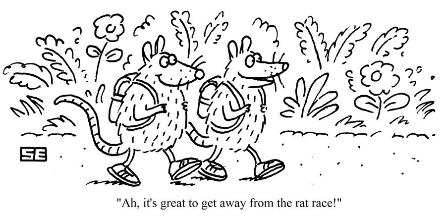 "Ah, its great to get away from the rat race!"