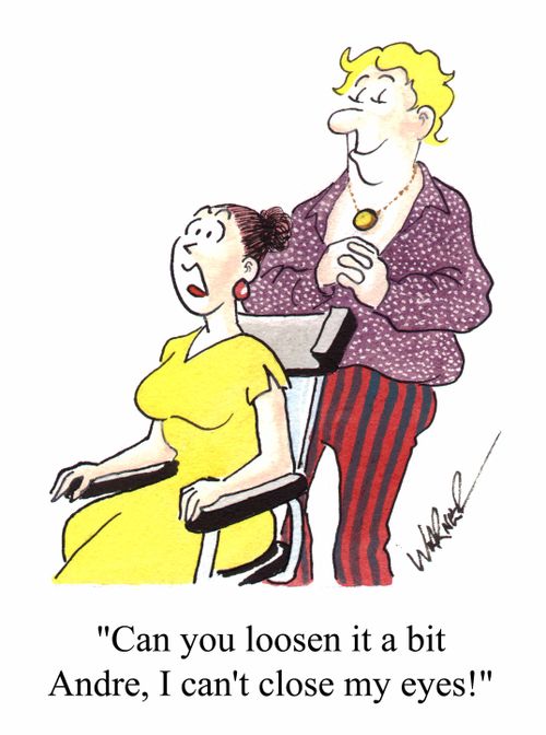 "Can you loosen it a bit Andre, I can't close my eyes"
