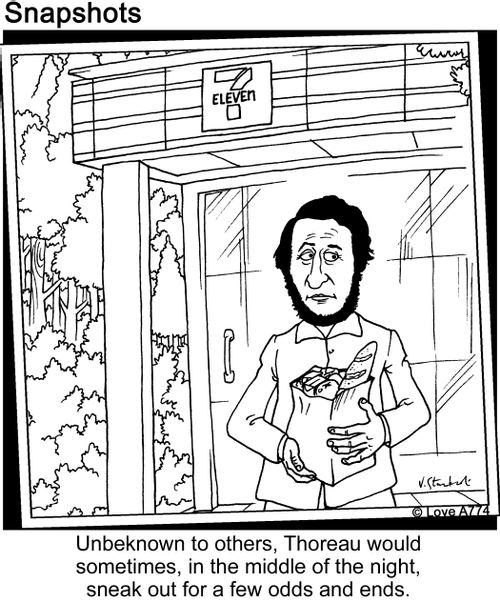 Unbeknown to others, Thoreau would sometimes, in the middle of the night, sneak out for a few odds and ends.