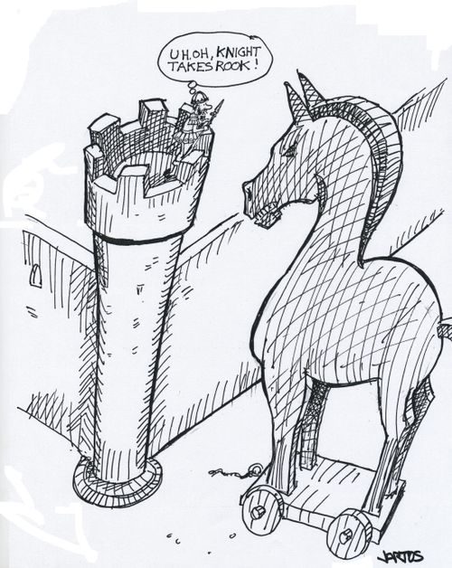 'Knight takes Rook.'