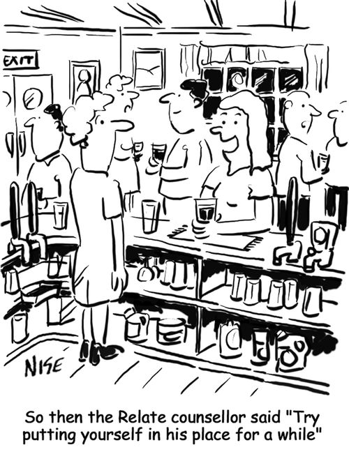 Wife takes husband's place in the pub