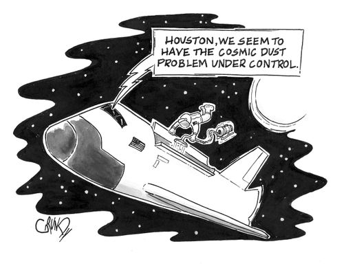 As space walking astronaut vacuums dust particles: 'Houston, we see to have the cosmic dust problem under control.'