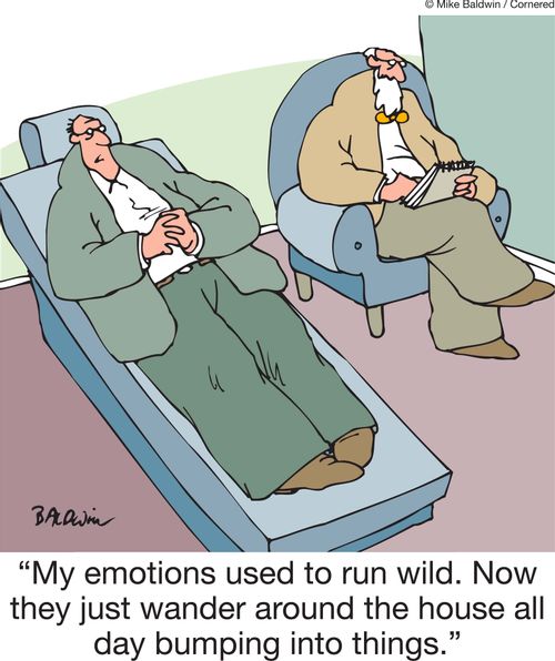 'My emotions used to run wild. Now they just wander around the house all day bumping into things.' 