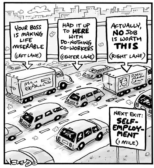 Job complaints on road signs.