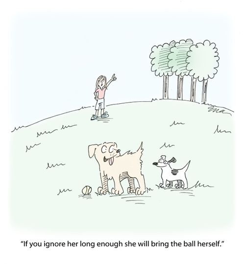 'If you ignore her long enough she will bring the ball herself.'