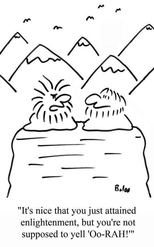 'It's nice that you just attained enlightenment, but you're not supposed to yell 'Oo-RAH!''