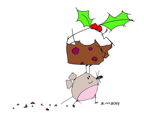 Mouse with Christmas Cake