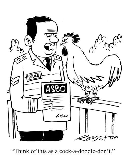 Cop gives ASBO to cockerel: 'This of this as a cock-a-doodle-don't.'