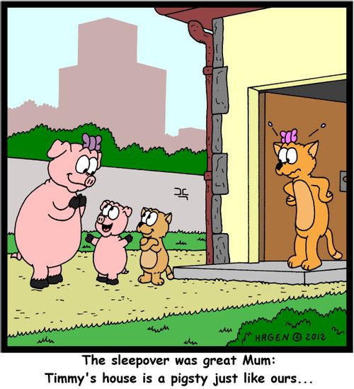 'The sleepover was great Mum: Timmy's house is a pigsty just like ours...'