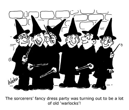 The sorcerers' fancy dress party was turning out to be a lot of old 'warlocks'!