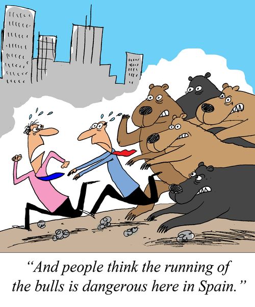 'And people think the running of the bulls is dangerous here in Spain.'