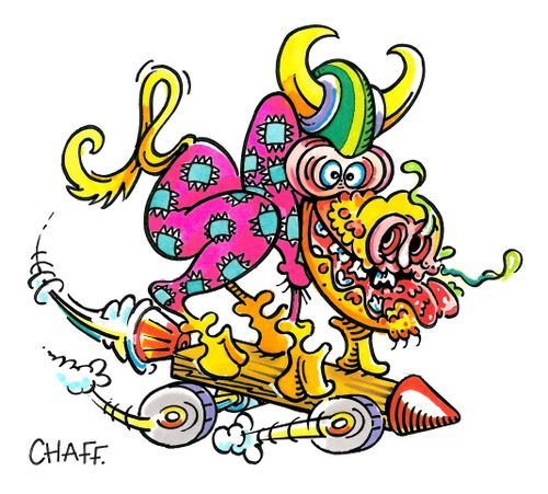 Rocket-powered skateboarding monster.