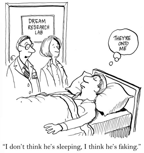 'I don't think he's sleeping, I think he's faking.'