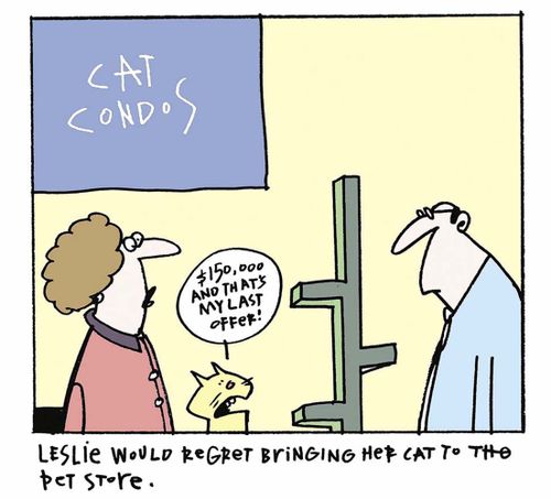 Leslie would regret bringing her cat to the pet store.