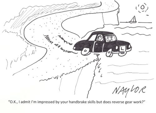 'O.K., I admit I'm impressed by your handbrake skills but does reverse gear work?'