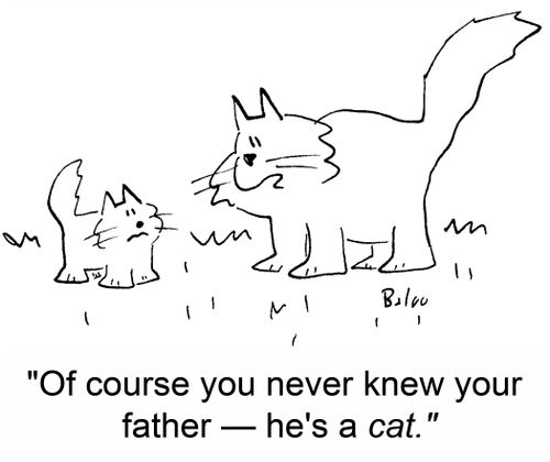 'Of course you never knew your father -- he's a cat.'