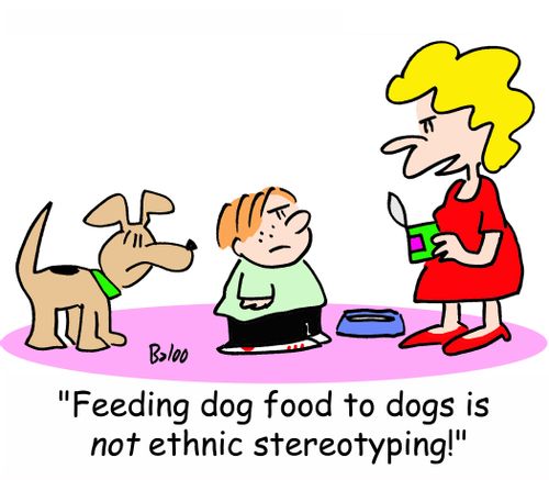 'Feeding dog food to dogs is NOT ethnic stereotyping!'