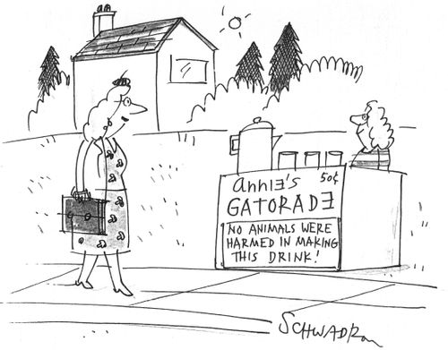 'Annie's Gatorade - no animals were harmed in the making of this drink!'
