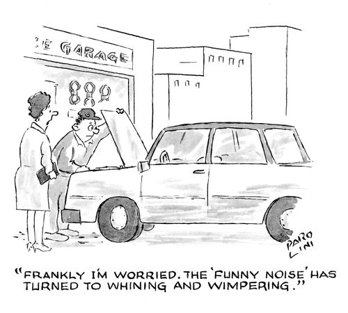 'Frankly I'm worried. The 'funny noise' has turned to whining and whimpering.'