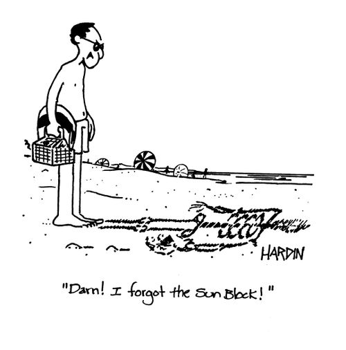 'Darn! I forgot the sun block!'