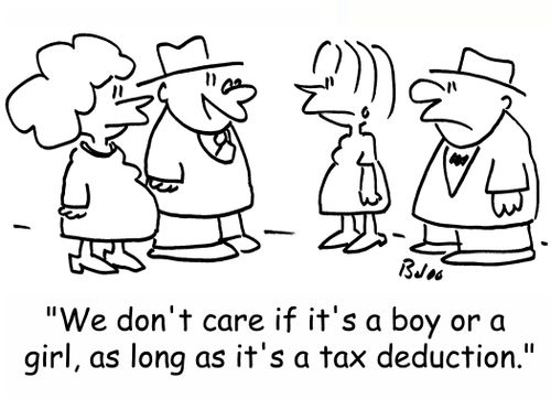 'We don't care if it's a boy or a girl, as long as it's a tax deduction.'