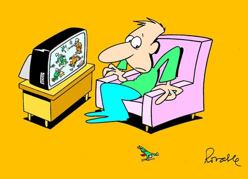 War victim coming out of the television.