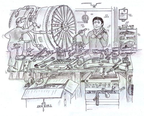 Aero engine workshop.