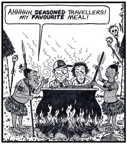 Cannibal: AHHHhh, SEASONED travellers! My FAVOURITE meal!
