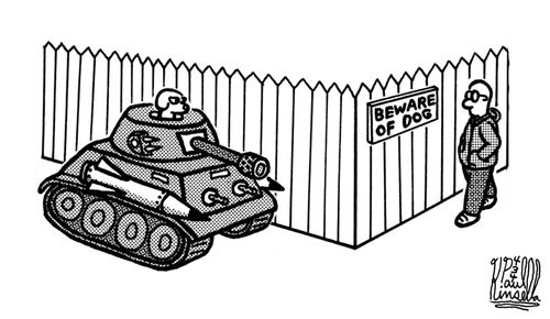Beware of dog sign (tank)