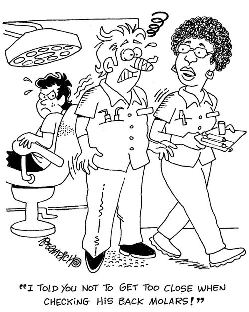 'I told you not to get too close while checking his back molars!'