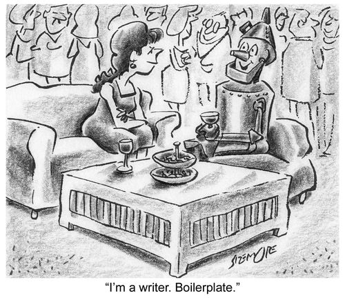 'I'm a writer. Boilerplate.'